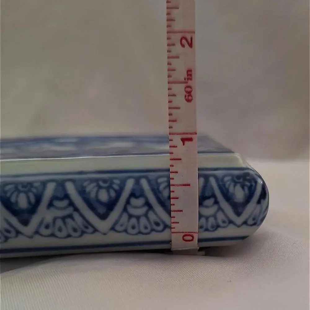 Vtg Blue/White Floral Painted China Porcelain Teapot Trivet - Picture 6 of 7